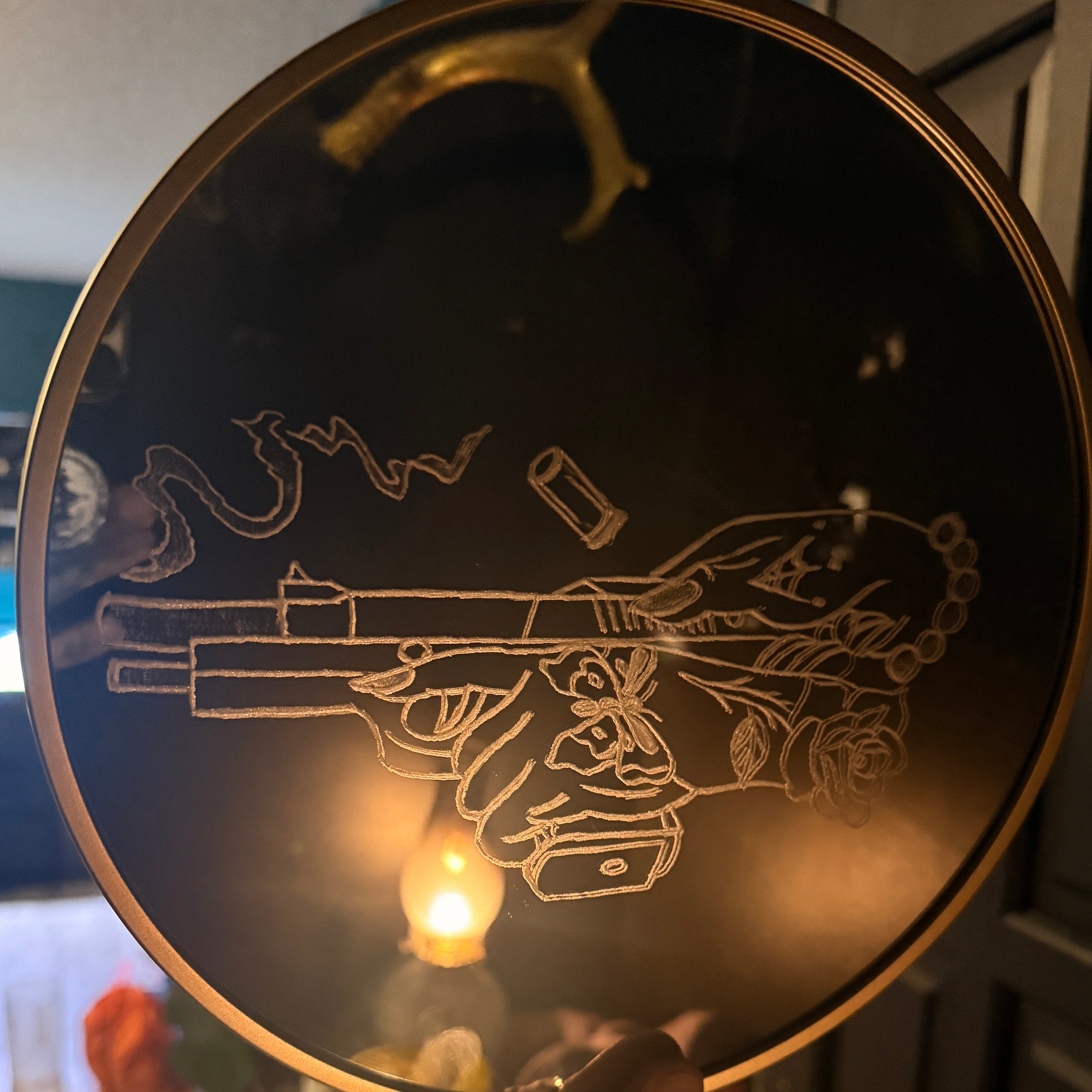 Deadly Bloom — Etched Gun Mirror