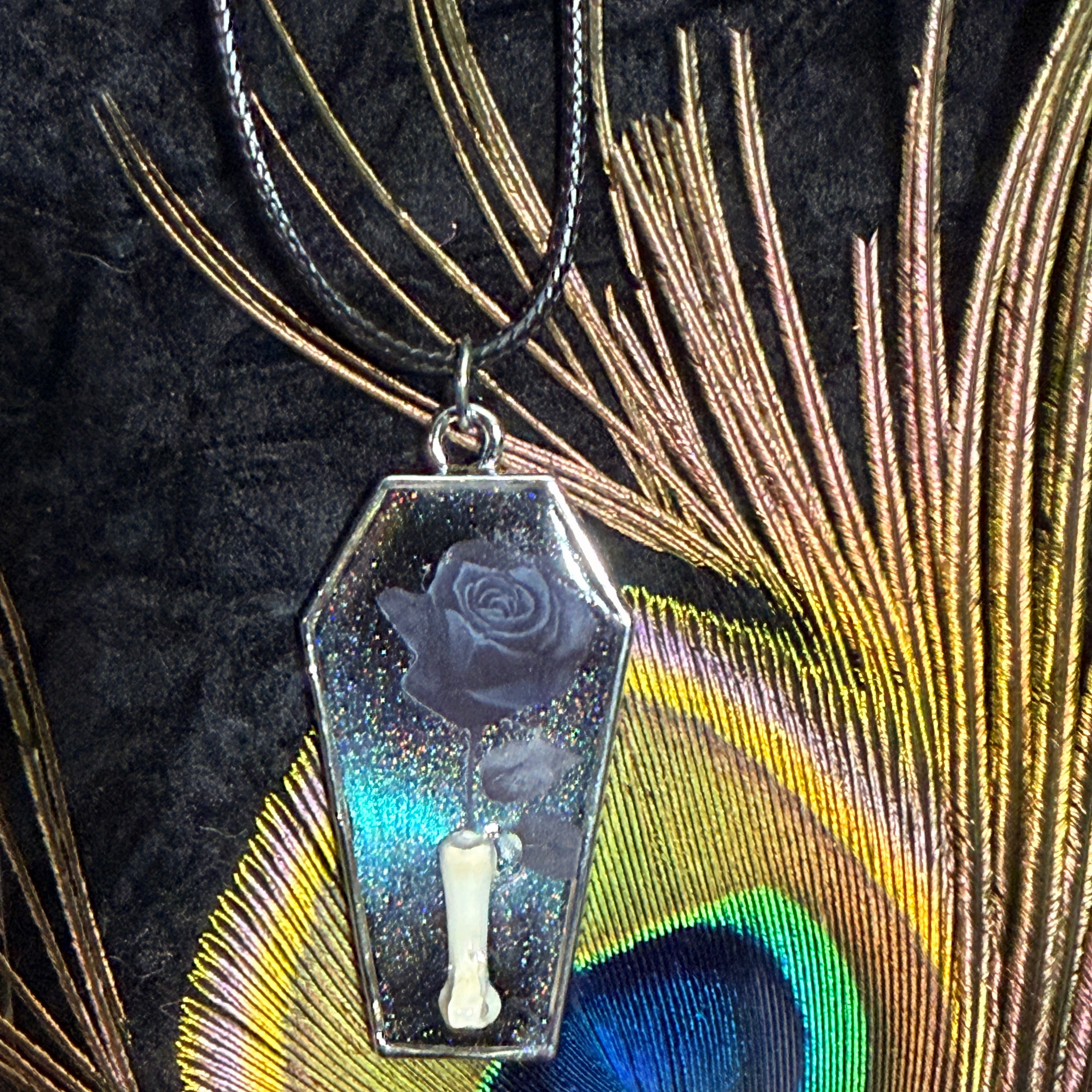 Coffin Relic Pendant (Black Rose)