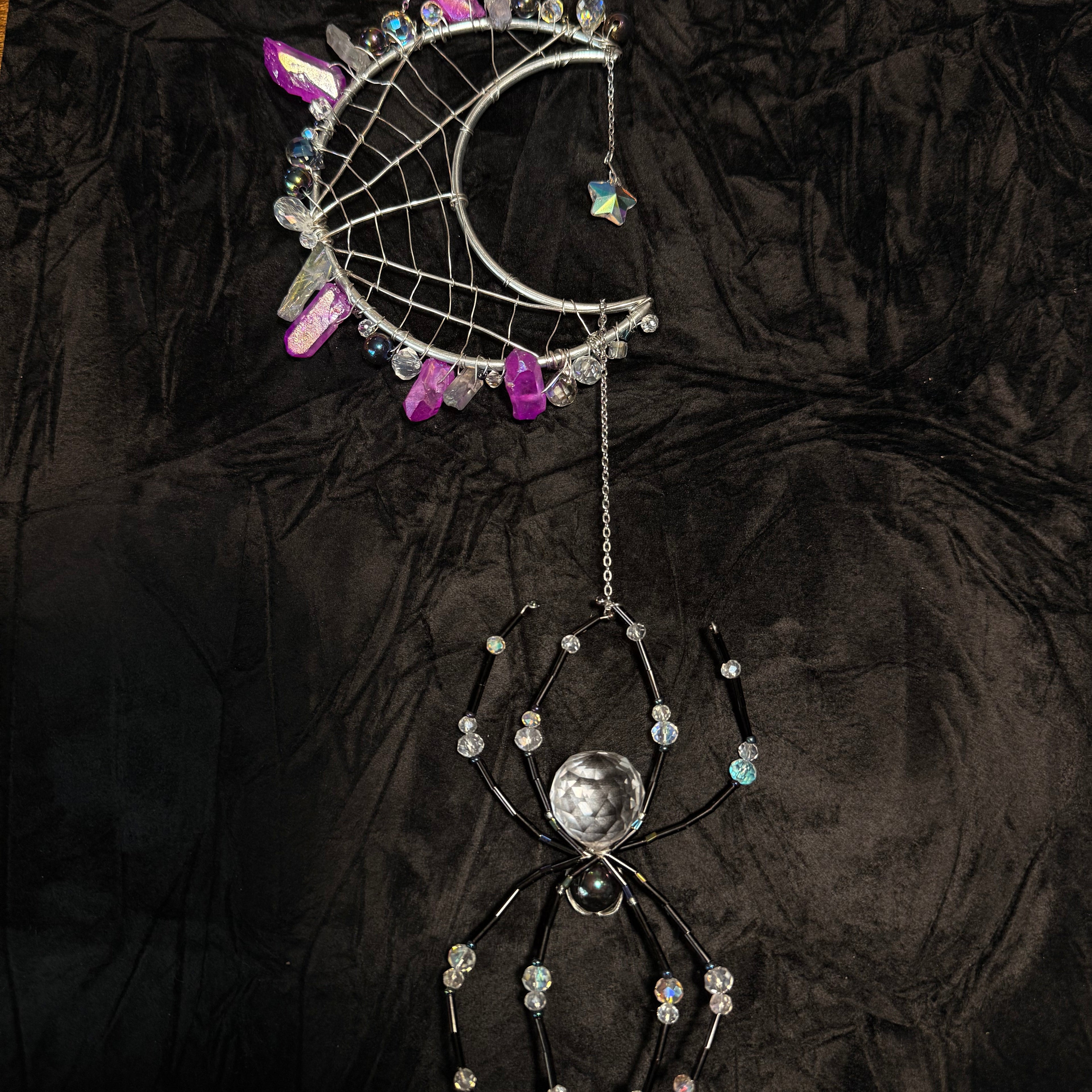 Lunar Weaver - Crescent Moon Spider Suncatcher