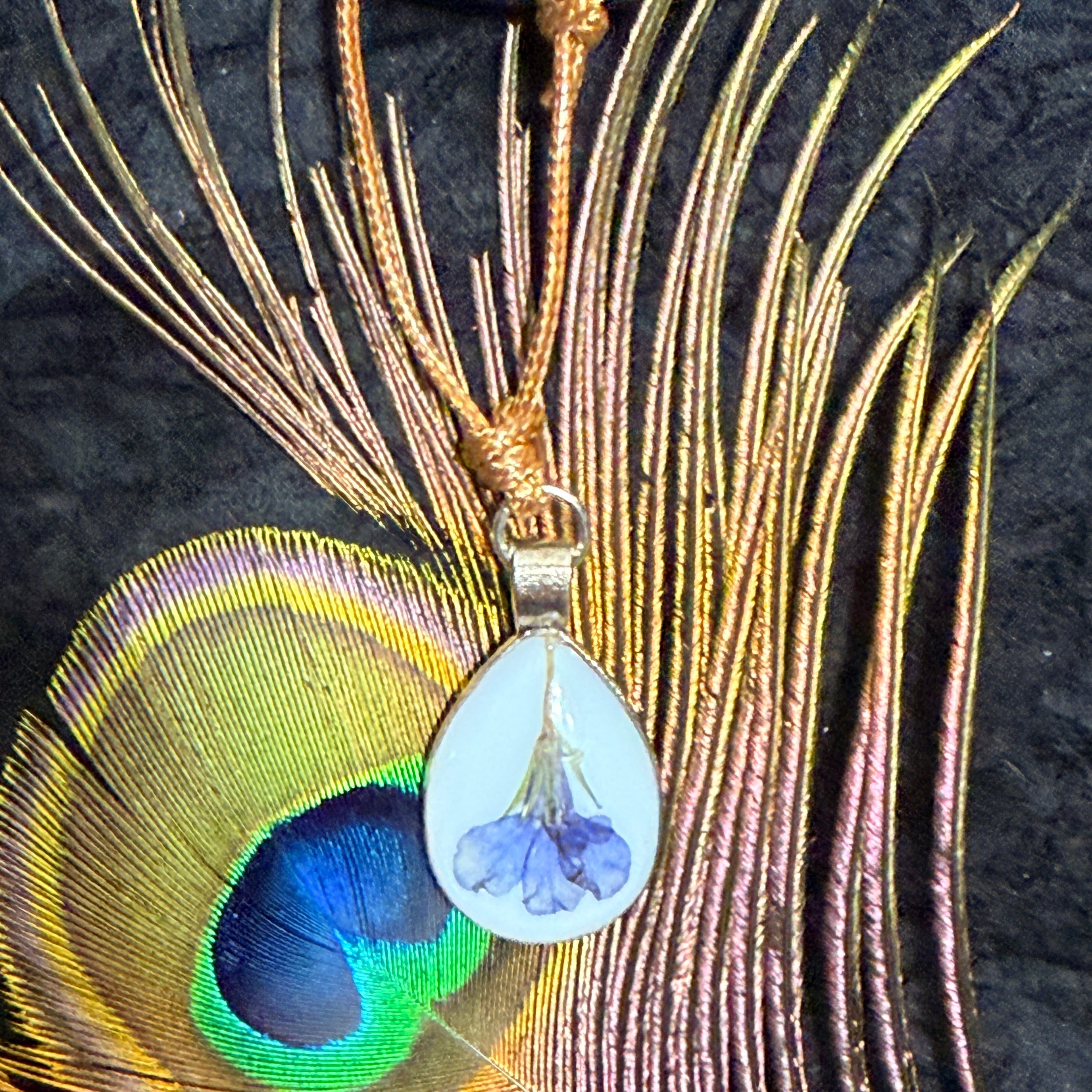 Pressed Flower Teardrop Pendant