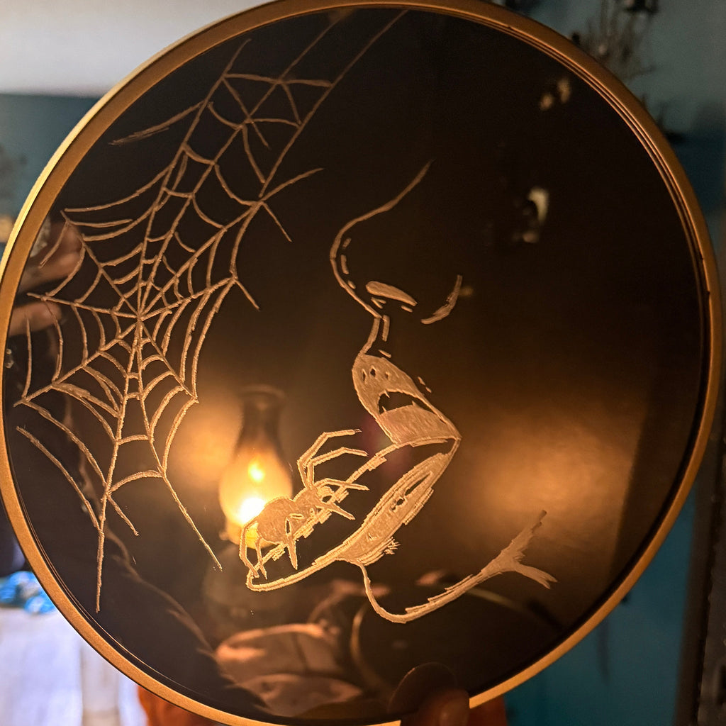 Widow’s Thread — Etched Web Mirror