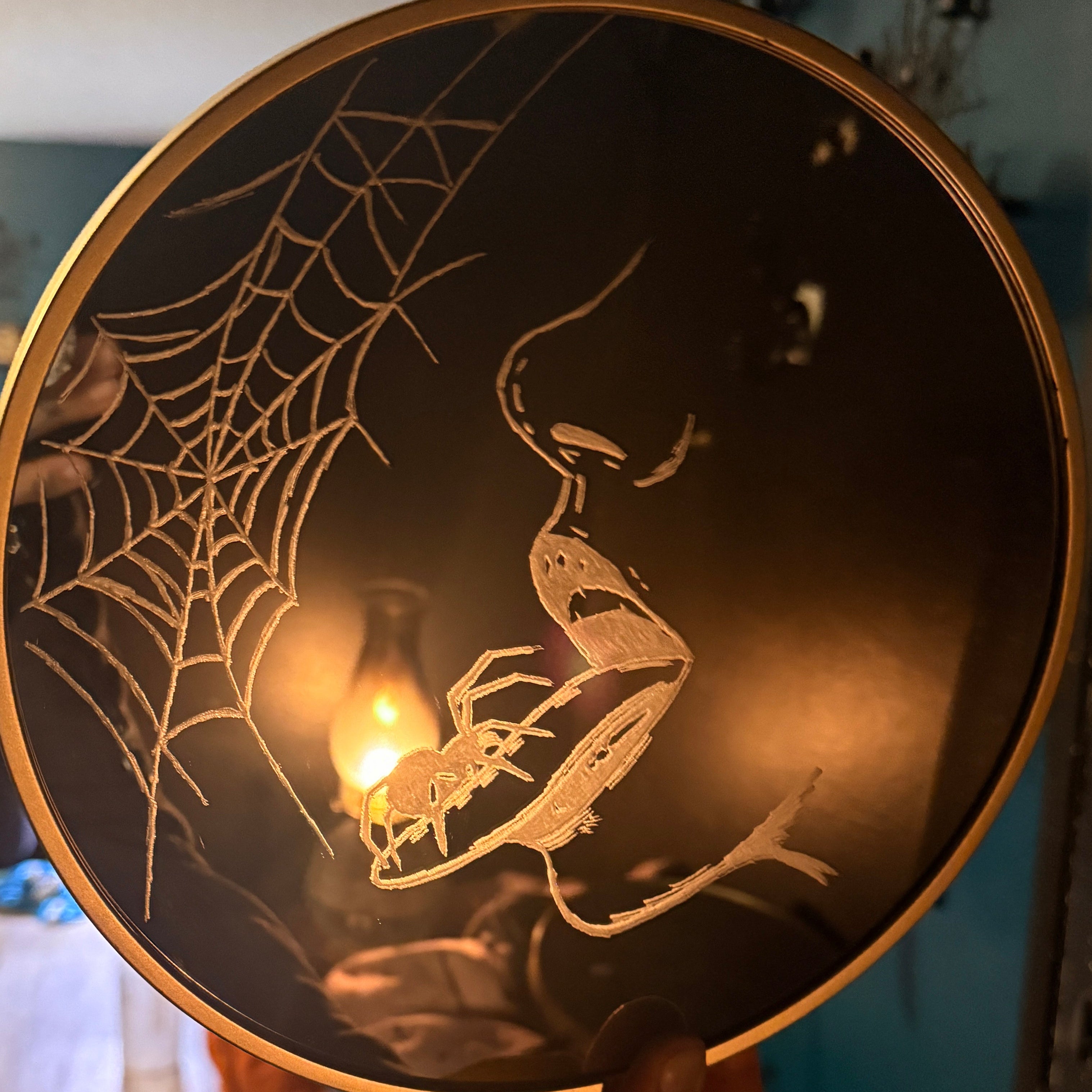 Widow’s Thread — Etched Web Mirror