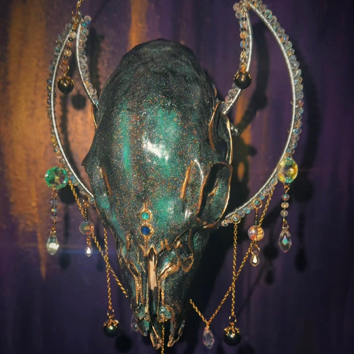 Obsidian Veil — Iridescent Adorned Skull