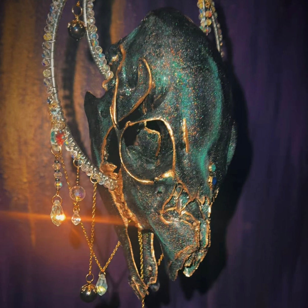 Obsidian Veil — Iridescent Adorned Skull