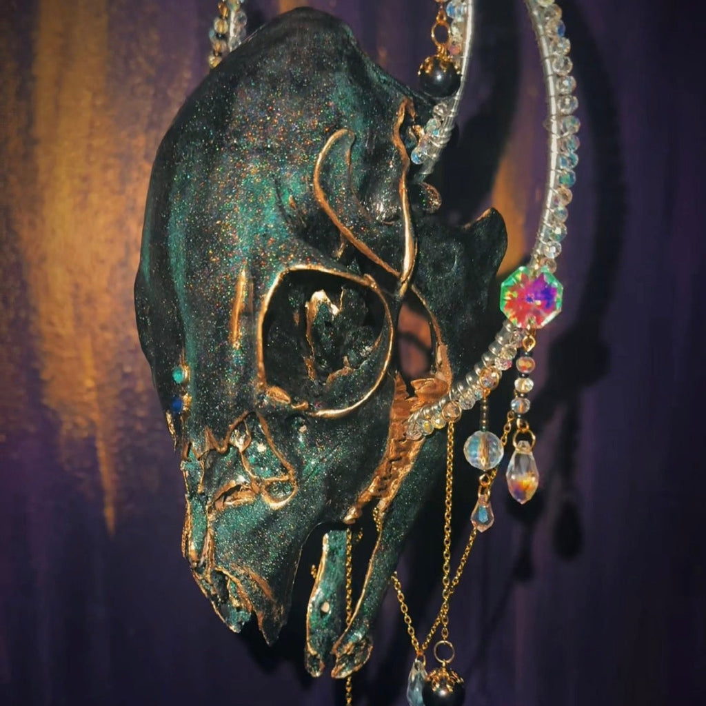 Obsidian Veil — Iridescent Adorned Skull