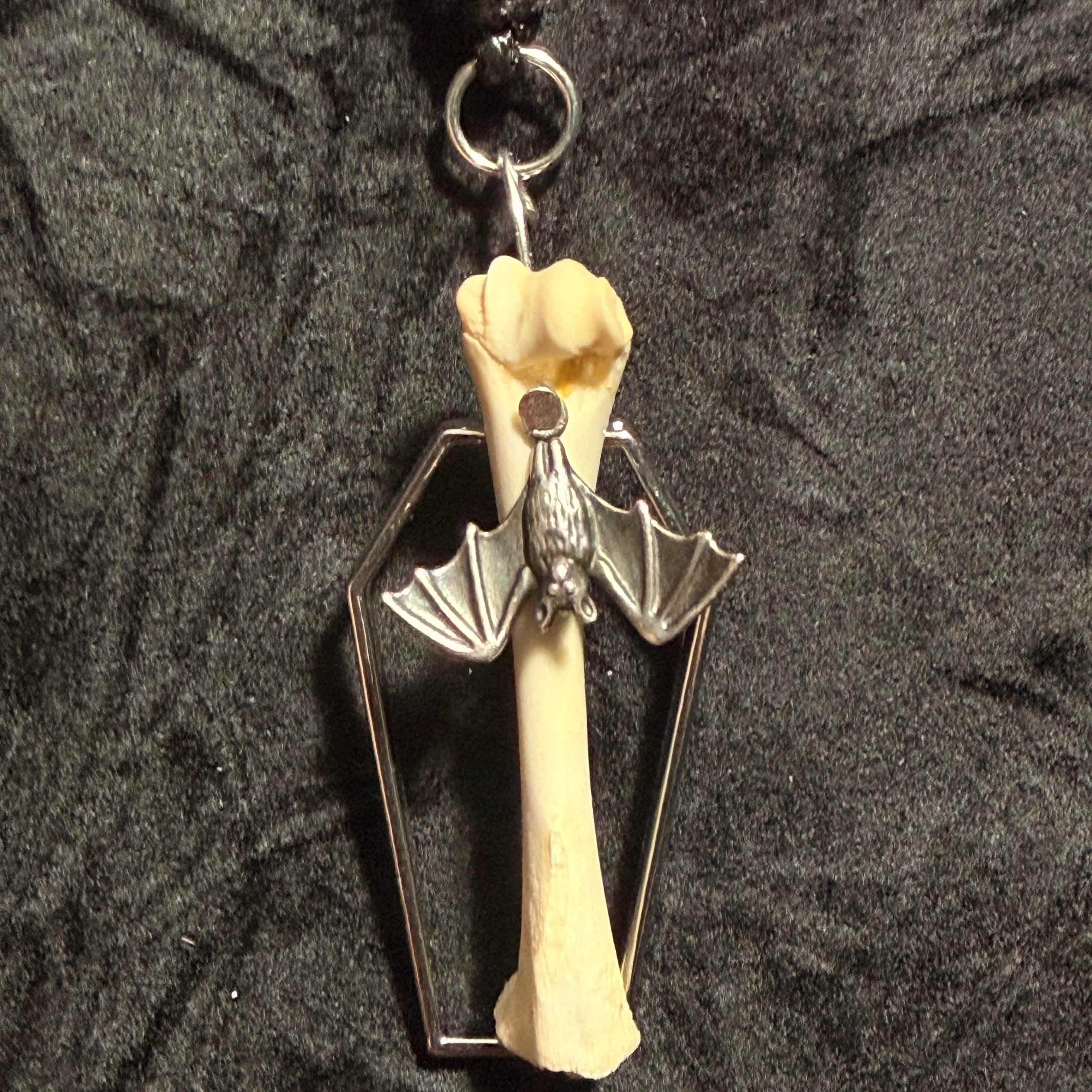 Nocturne Relic – Bat & Bone Coffin Necklace