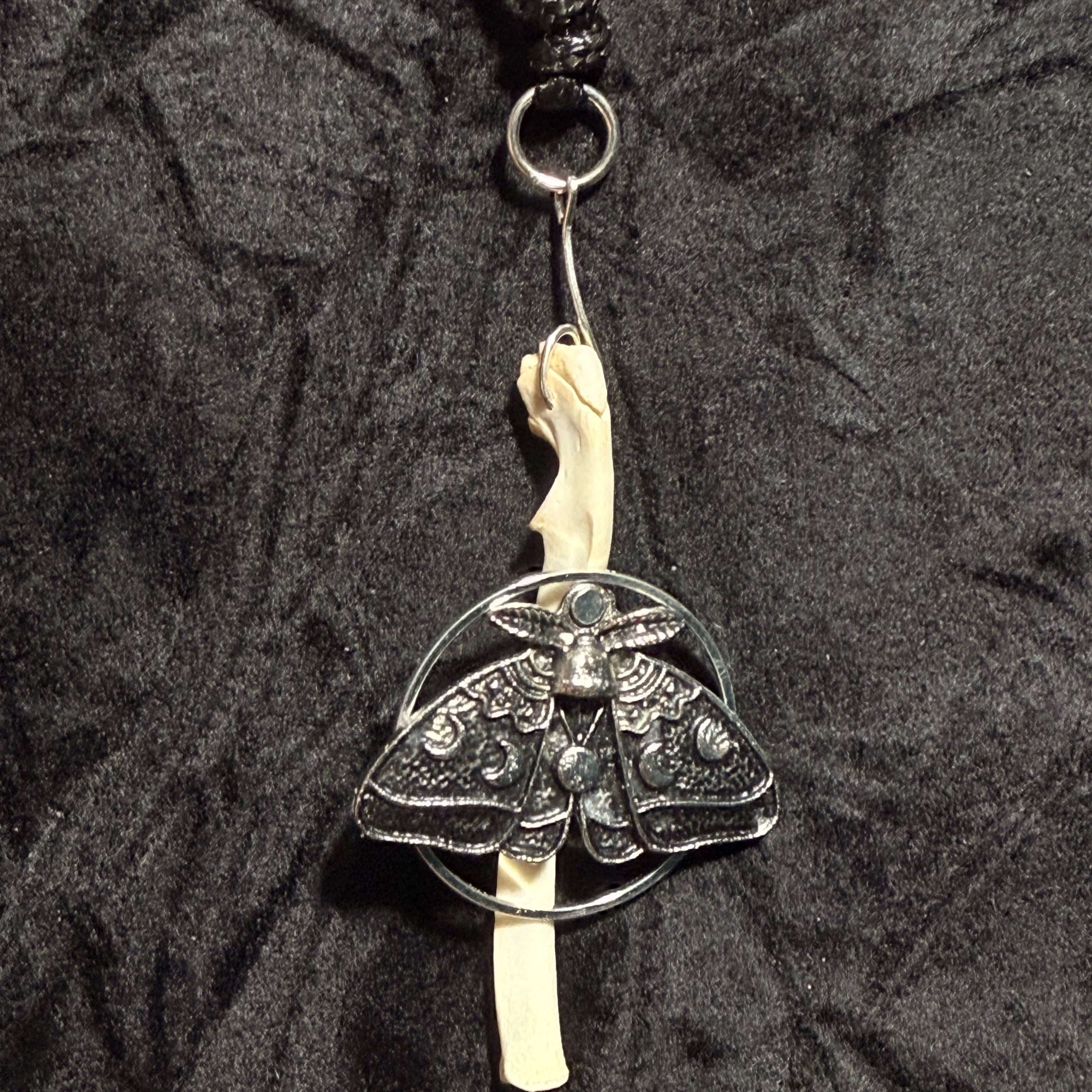 Lunar Remains – Moth & Bone Necklace